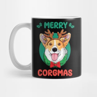 Merry Corgmas Corgi with Raindeer Ears Design Mug
